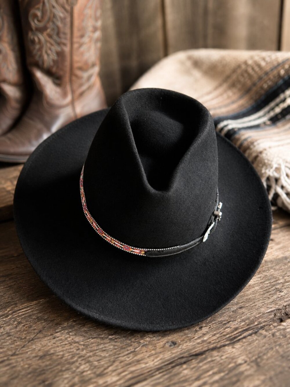 🤠 Authentic Rockmount Ranch Wear 100% Wool Wester- Silver Buckle And Red Ribbon